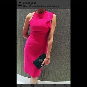 Stunning Black Halo pink asymmetrical neck dress